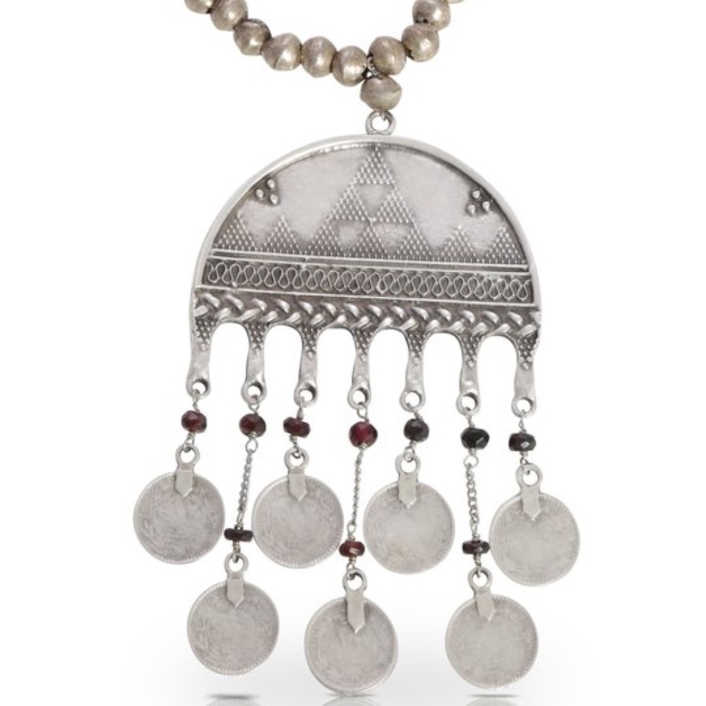 Silver statement necklace w lapis